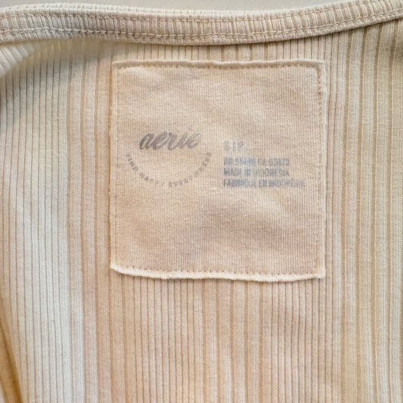 NWT Aerie Ribbed Cream Long sleeve Bodysuit Size Small Body Contouring - Picture 7 of 7